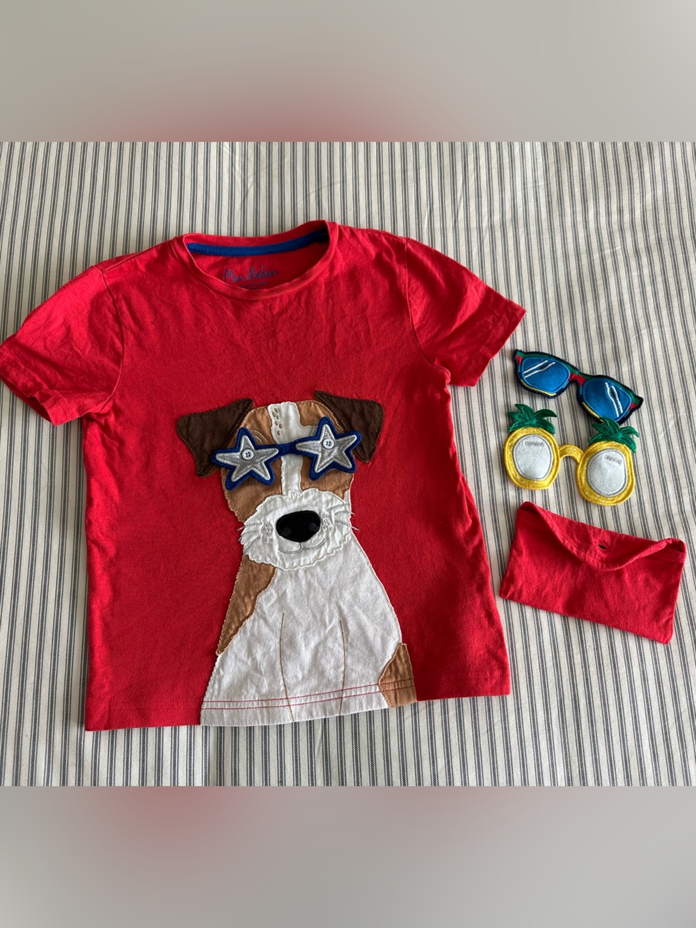 Mini Boden Size 5-6 Dog Appliqué w/ Changeable Sunglasses
